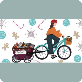lady pedal food bank collection