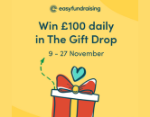 easyfundraising win £100 daily in the gift drop 9-27 November