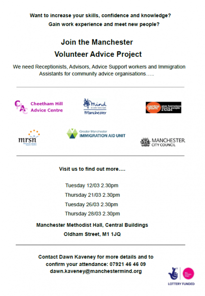 Join the Manchester Volunteer Advice project